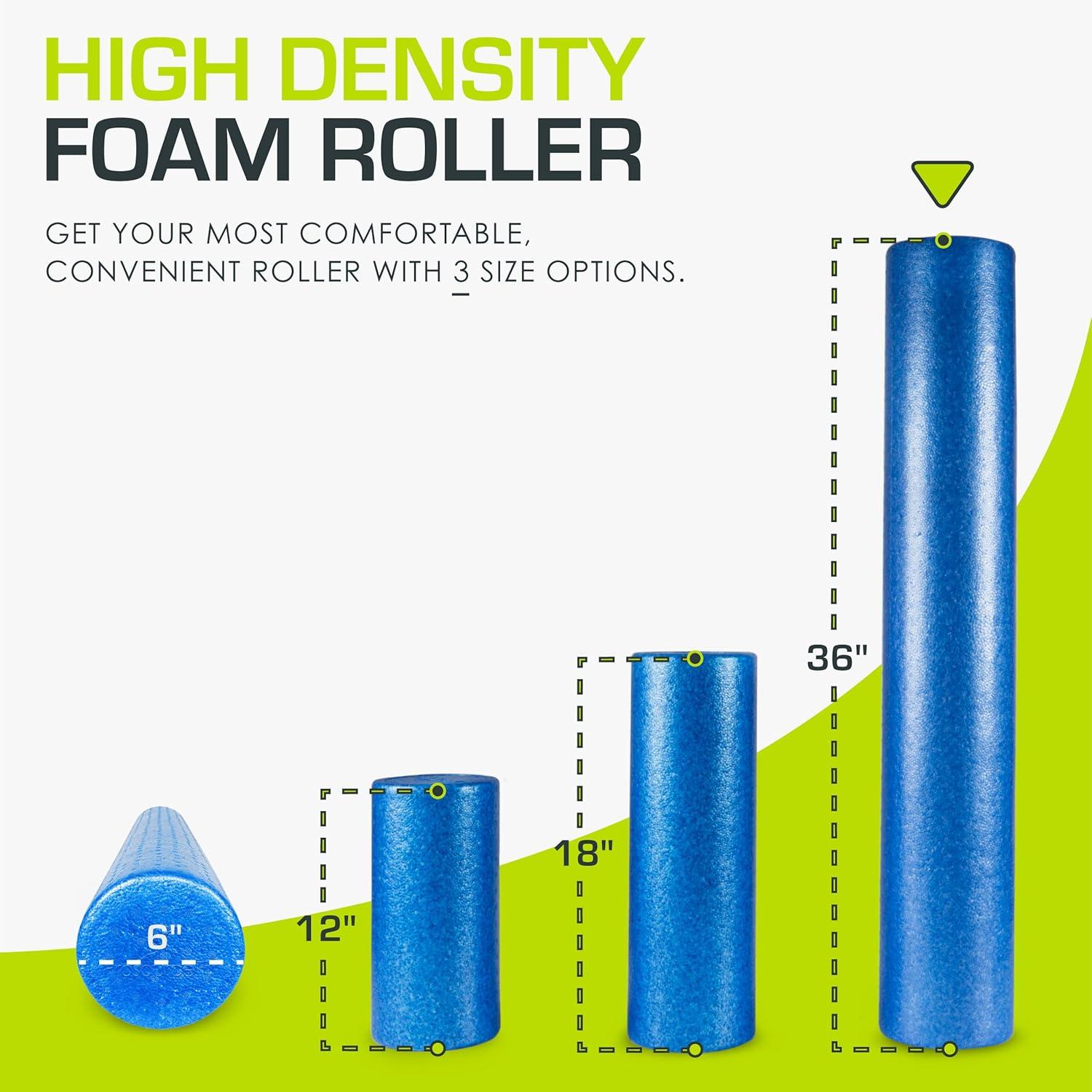 image:imageProsourceFit High Density Foam Rollers Long Firm Full Body Athletic Massage Tool for Back Stretching Yoga Pilates Post Workout Muscle RecuperationBlue