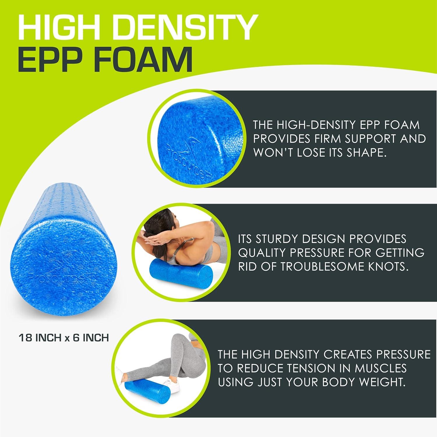 image:imageProsourceFit High Density Foam Rollers Long Firm Full Body Athletic Massage Tool for Back Stretching Yoga Pilates Post Workout Muscle RecuperationBlue