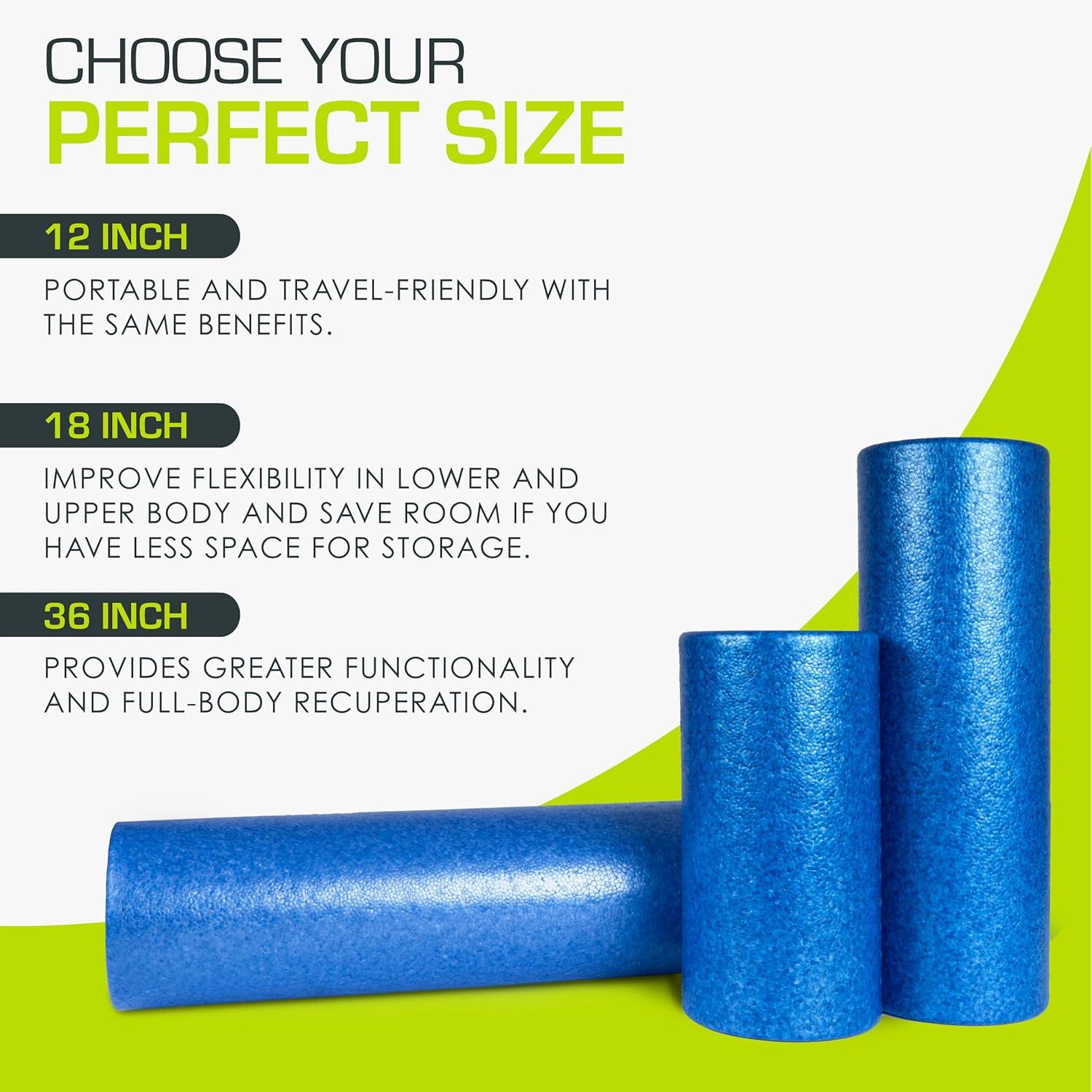 image:imageProsourceFit High Density Foam Rollers Long Firm Full Body Athletic Massage Tool for Back Stretching Yoga Pilates Post Workout Muscle RecuperationBlue