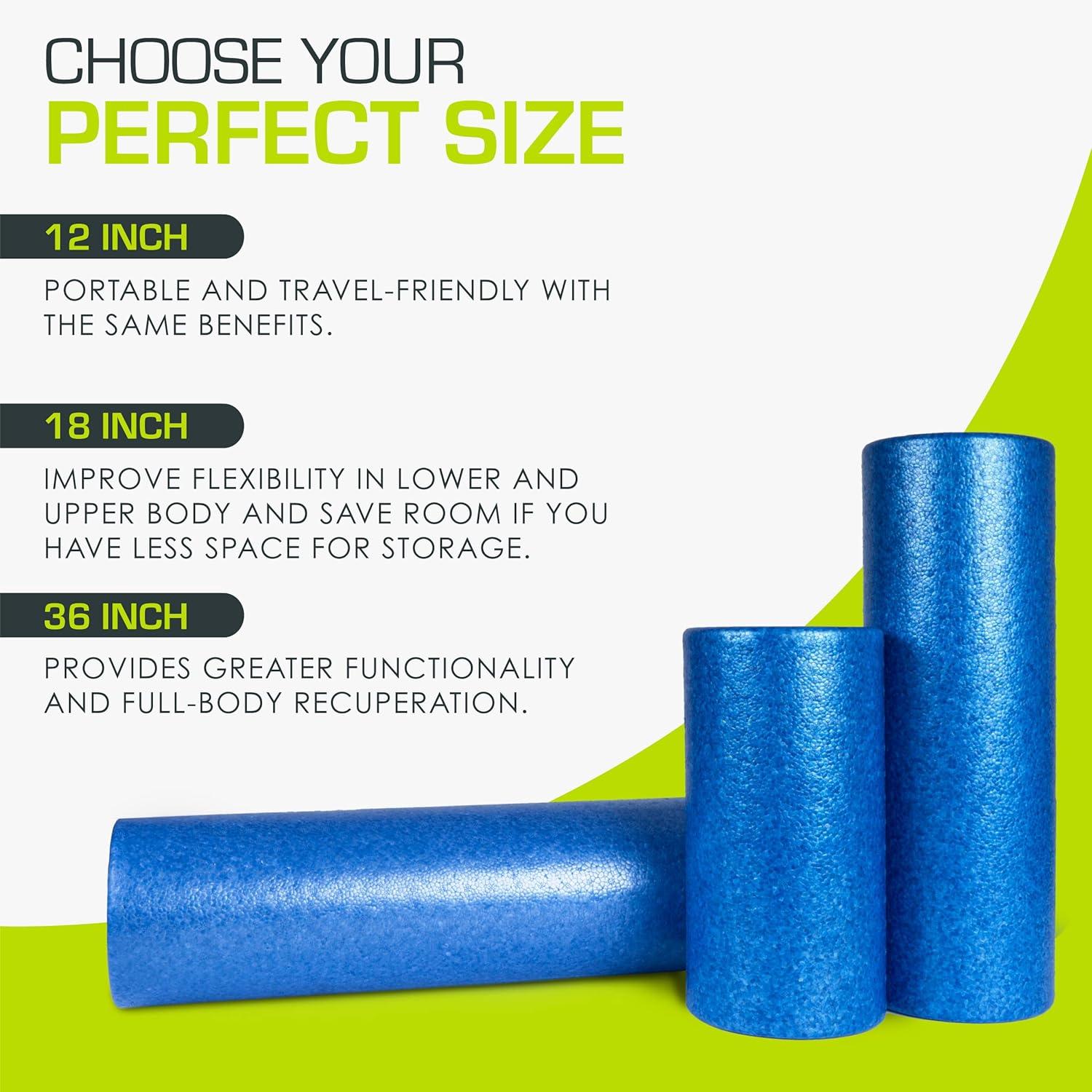 image:imageProsourceFit High Density Foam Rollers Long Firm Full Body Athletic Massage Tool for Back Stretching Yoga Pilates Post Workout Muscle RecuperationBlue