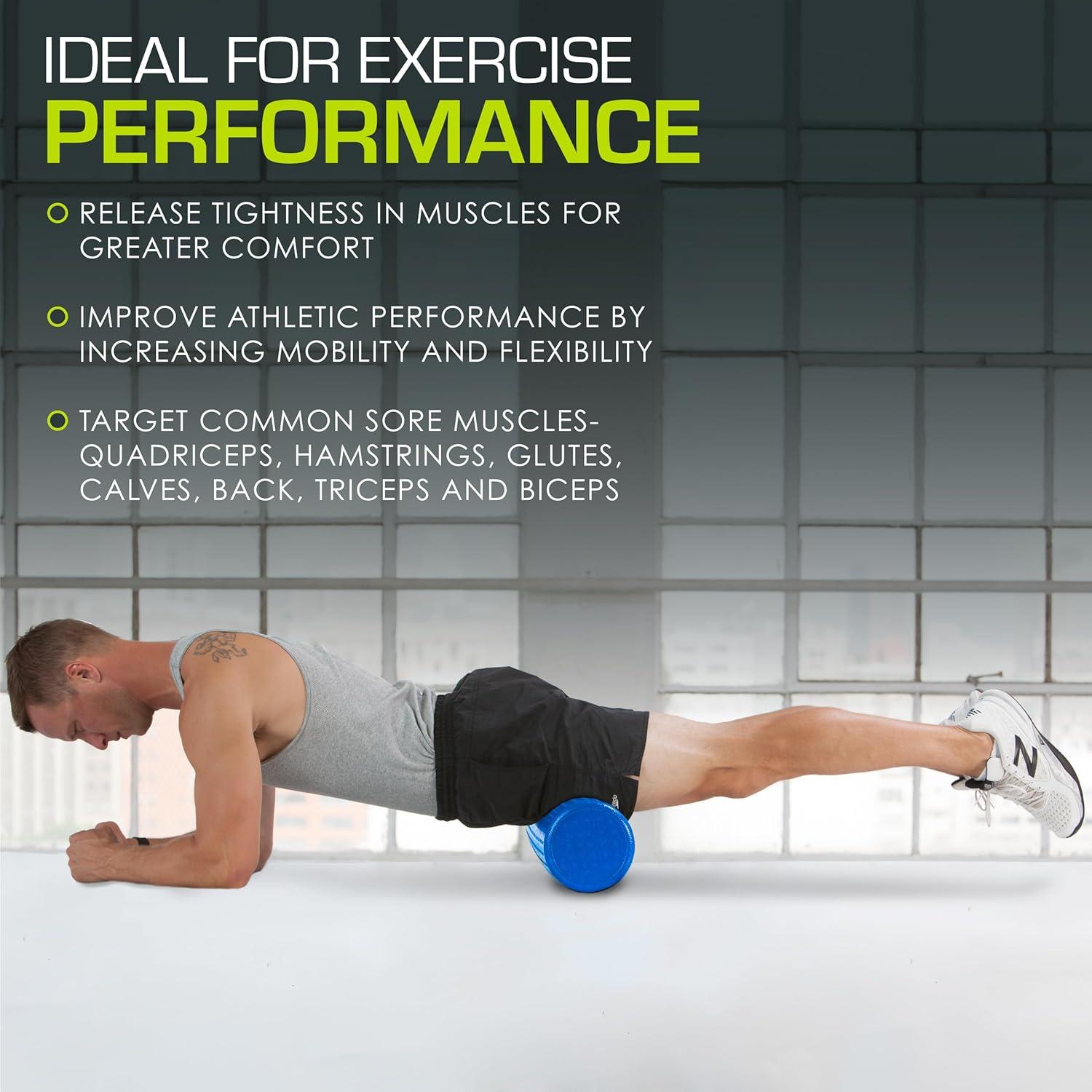 image:imageProsourceFit High Density Foam Rollers Long Firm Full Body Athletic Massage Tool for Back Stretching Yoga Pilates Post Workout Muscle RecuperationBlue