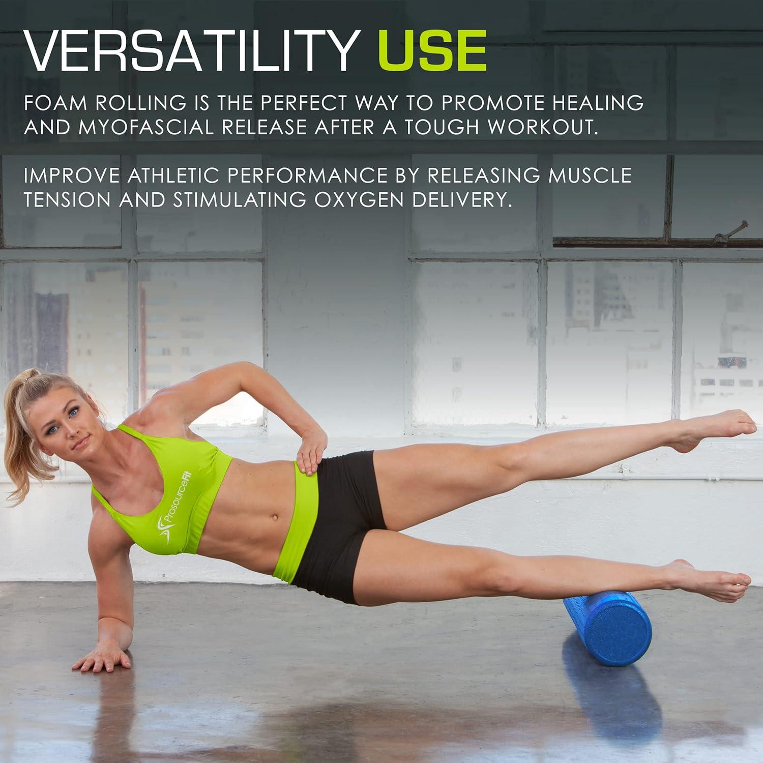image:imageProsourceFit High Density Foam Rollers Long Firm Full Body Athletic Massage Tool for Back Stretching Yoga Pilates Post Workout Muscle RecuperationBlue