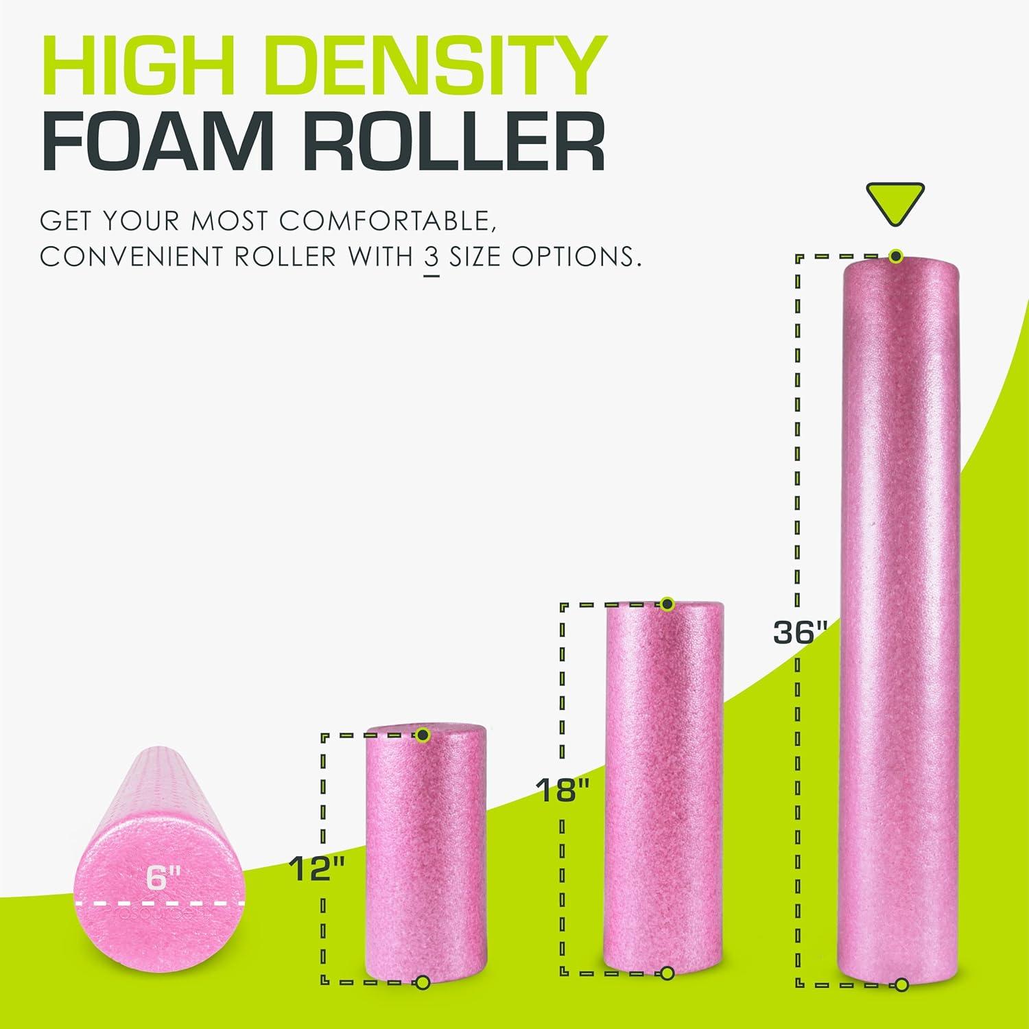 image:imageProsourceFit High Density Foam Rollers Long Firm Full Body Athletic Massage Tool for Back Stretching Yoga Pilates Post Workout Muscle RecuperationPink