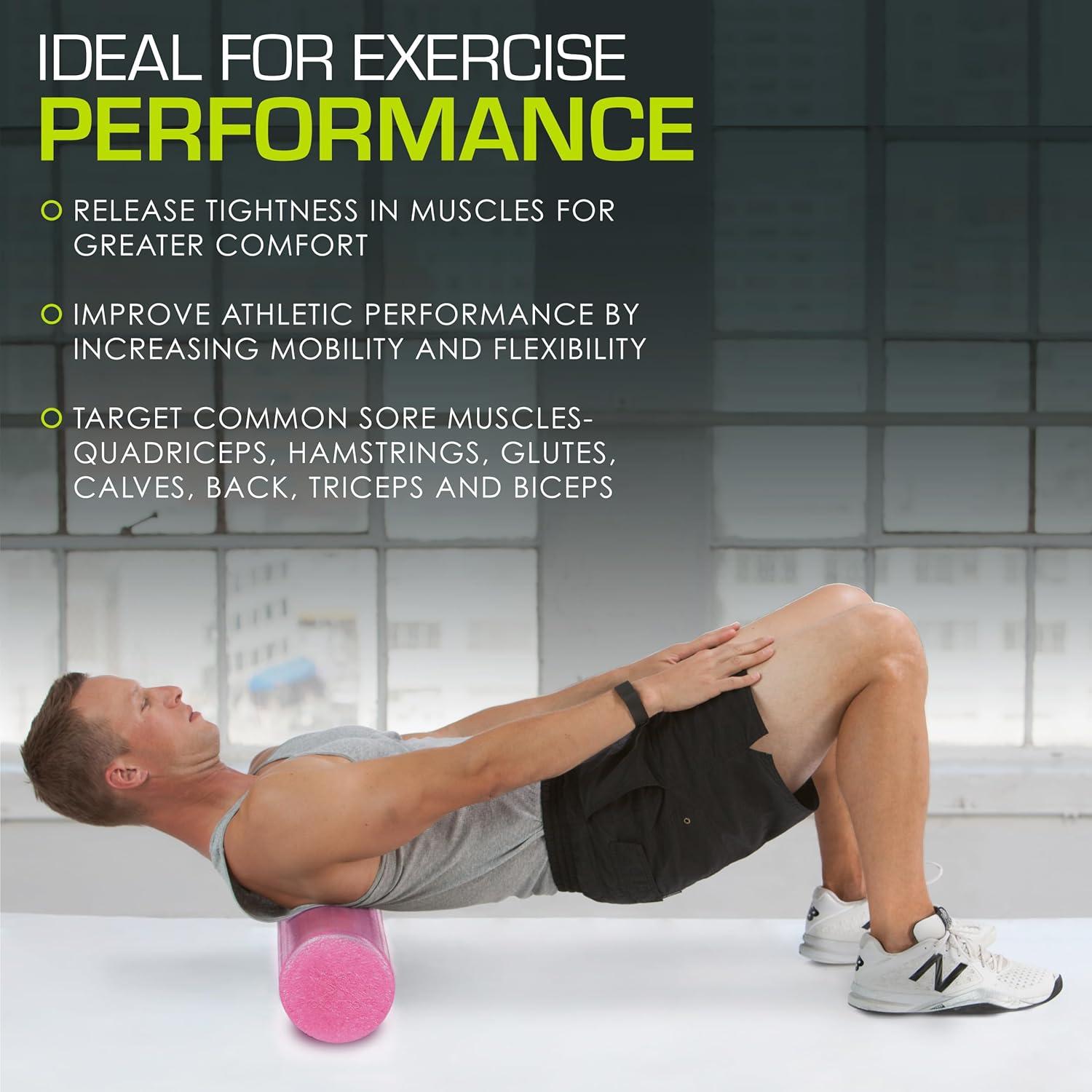 image:imageProsourceFit High Density Foam Rollers Long Firm Full Body Athletic Massage Tool for Back Stretching Yoga Pilates Post Workout Muscle RecuperationPink