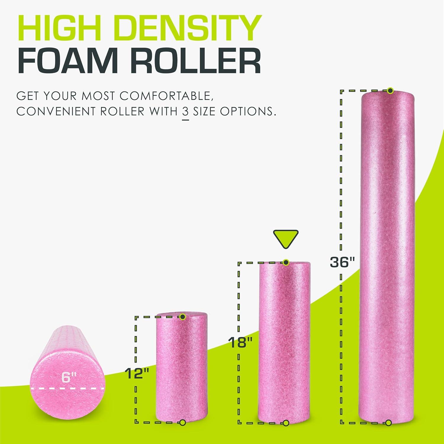 image:imageProsourceFit High Density Foam Rollers Long Firm Full Body Athletic Massage Tool for Back Stretching Yoga Pilates Post Workout Muscle RecuperationPink