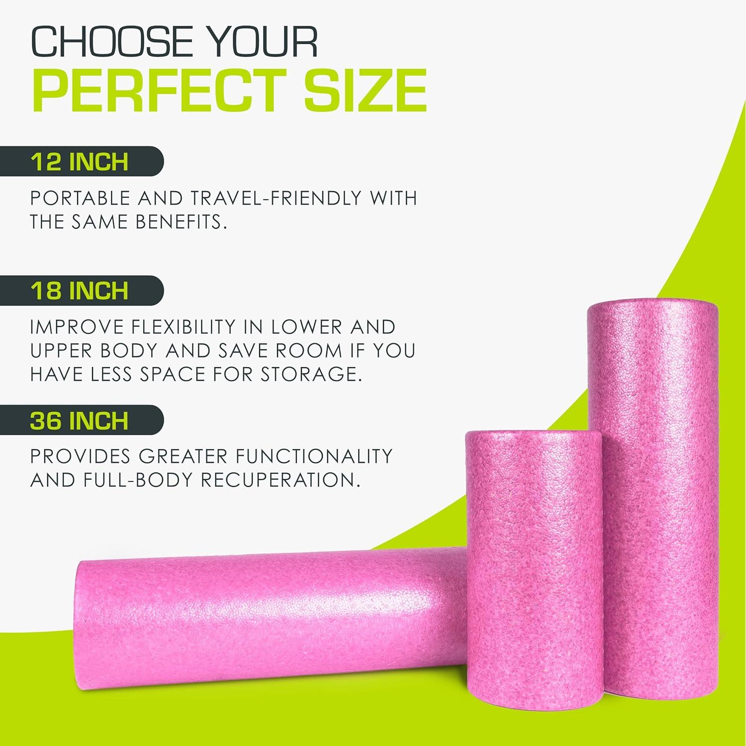image:imageProsourceFit High Density Foam Rollers Long Firm Full Body Athletic Massage Tool for Back Stretching Yoga Pilates Post Workout Muscle RecuperationPink