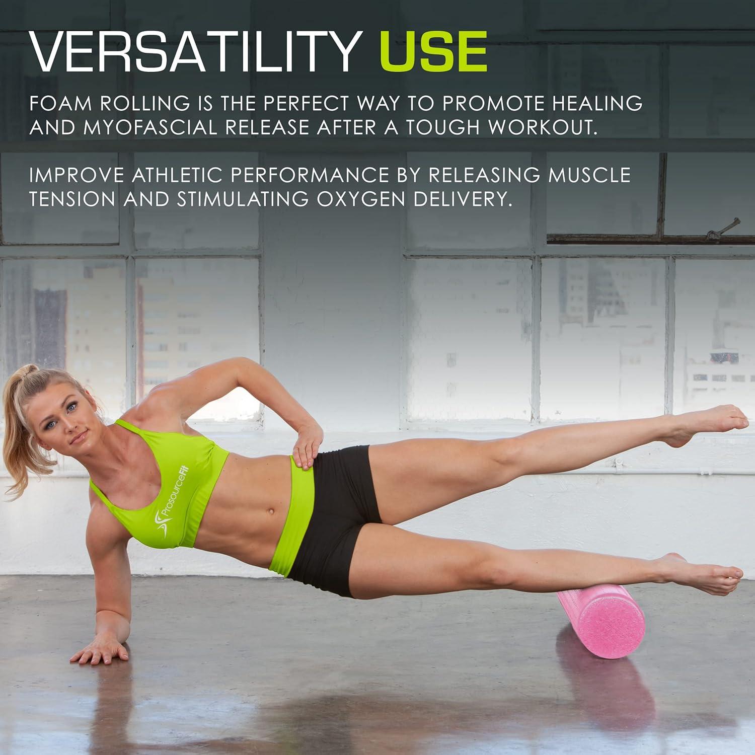 image:imageProsourceFit High Density Foam Rollers Long Firm Full Body Athletic Massage Tool for Back Stretching Yoga Pilates Post Workout Muscle RecuperationPink