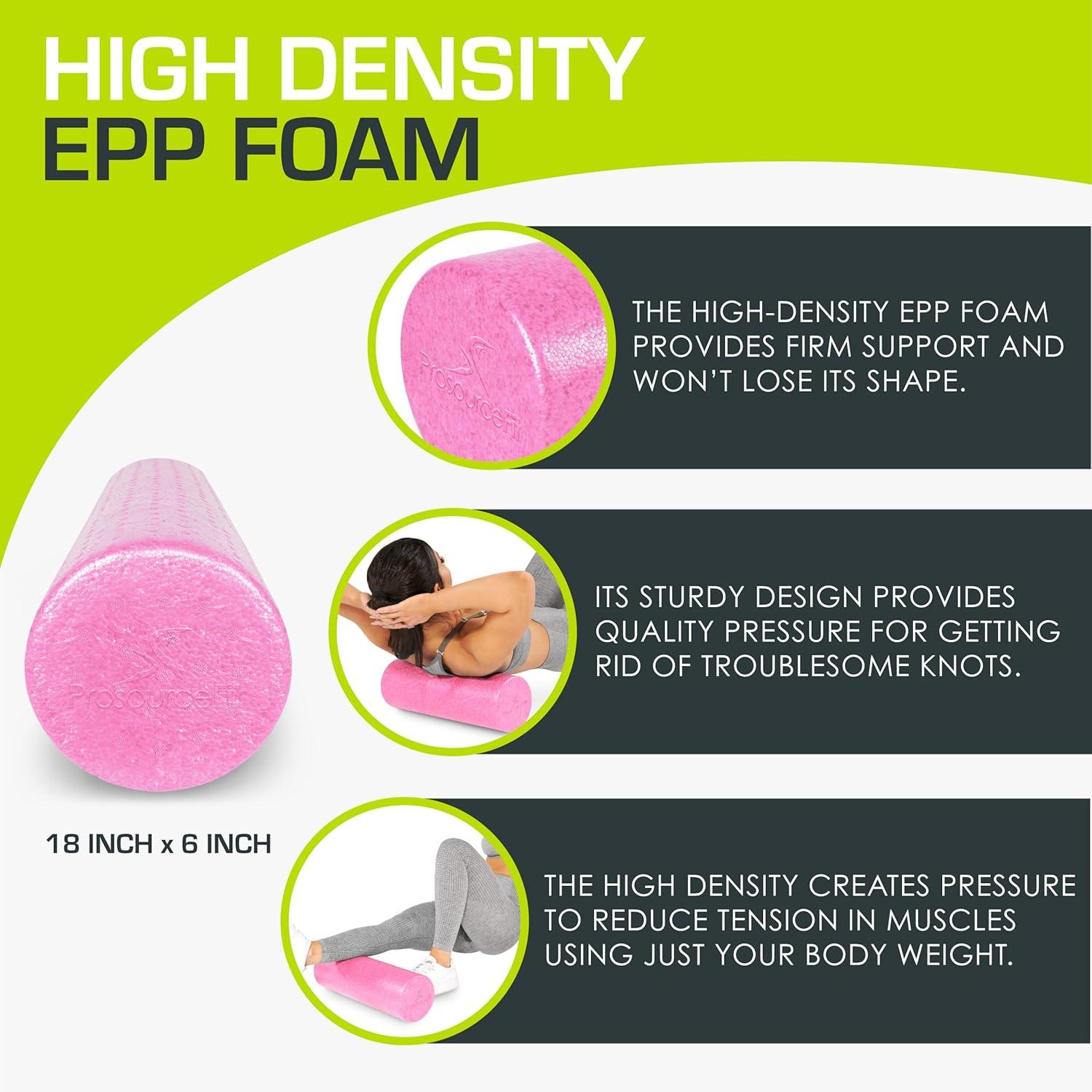 image:imageProsourceFit High Density Foam Rollers Long Firm Full Body Athletic Massage Tool for Back Stretching Yoga Pilates Post Workout Muscle RecuperationPink