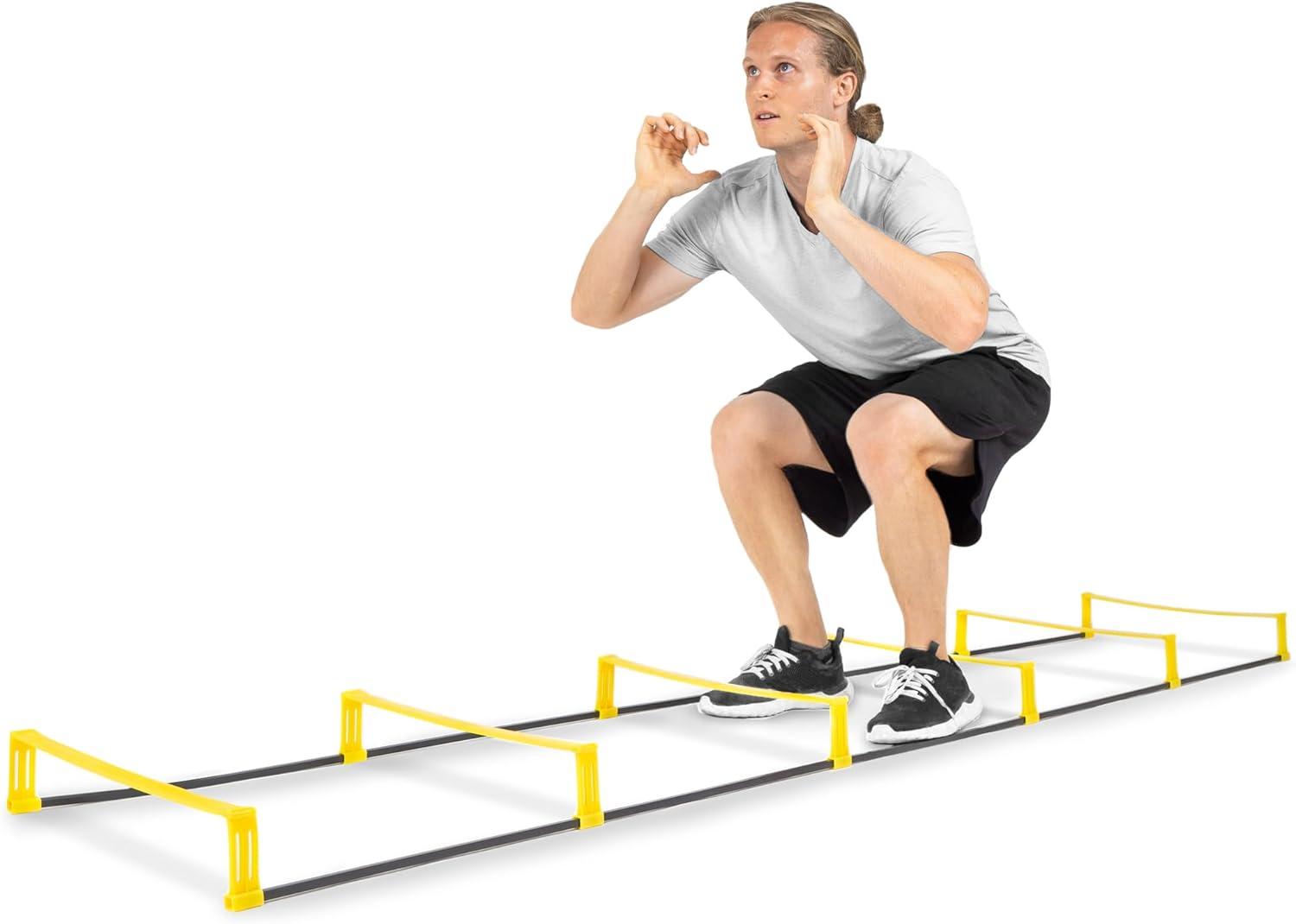 image:imageProsourceFit Raised Speed amp Agility Ladder with 6 Collapsible Hurdles for Footwork Football amp Soccer Elevated Training Workout Equipment