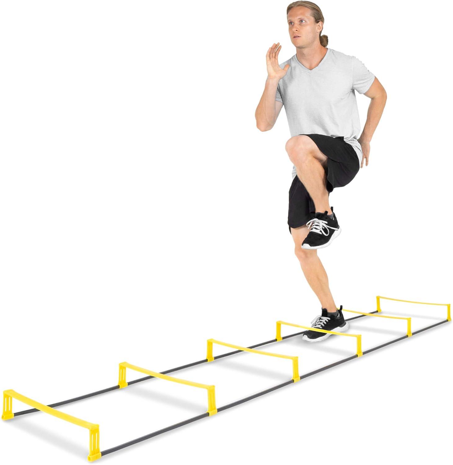 image:imageProsourceFit Raised Speed amp Agility Ladder with 6 Collapsible Hurdles for Footwork Football amp Soccer Elevated Training Workout Equipment