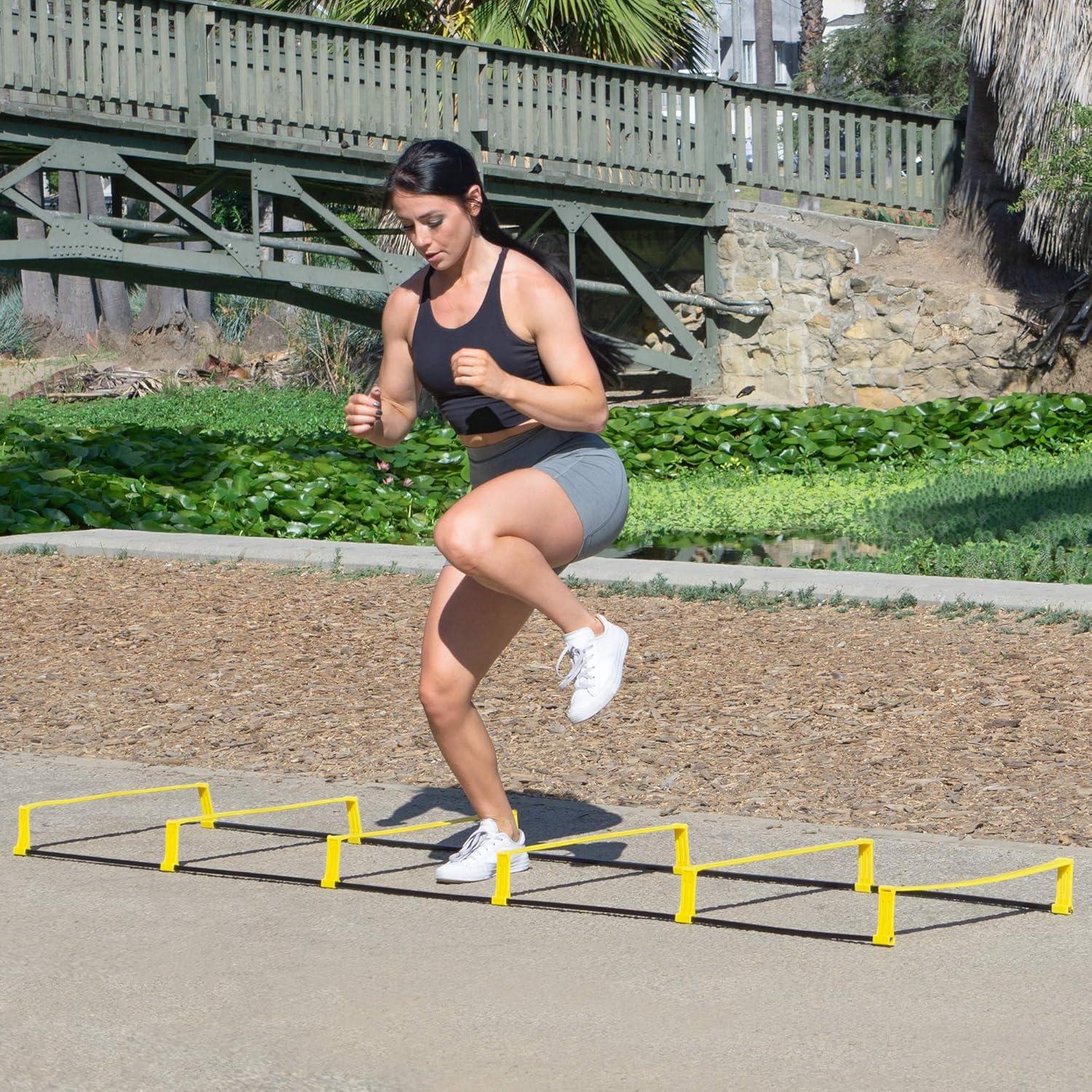 image:imageProsourceFit Raised Speed amp Agility Ladder with 6 Collapsible Hurdles for Footwork Football amp Soccer Elevated Training Workout Equipment
