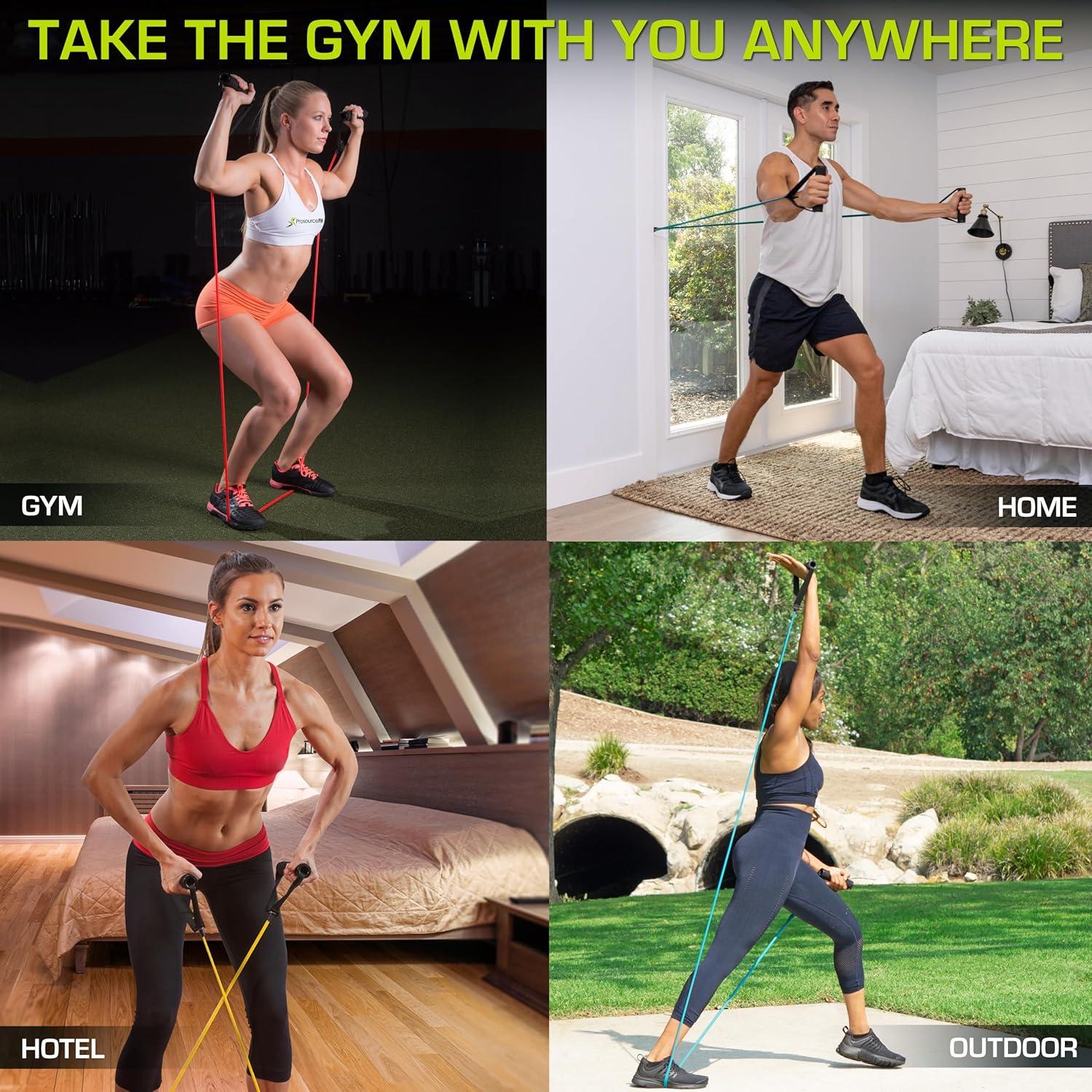 image:imageProsourceFit Single Stackable Resistance Bands with Door Anchor and Exercise Guide 812 LB Heavy Duty Fitness Tube for FullBody Exercises and Home WorkoutsAssorted 2 LB to 20 LB Resistance Level