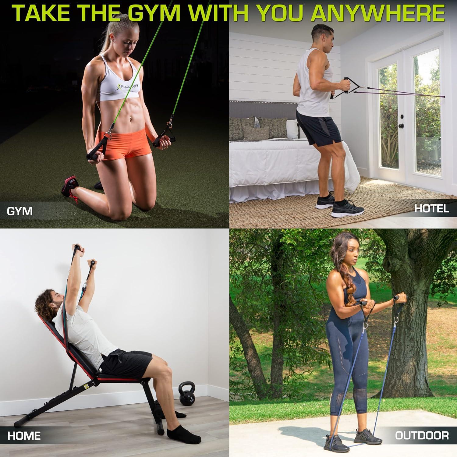 image:imageProsourceFit Single Stackable Resistance Bands with Door Anchor and Exercise Guide 812 LB Heavy Duty Fitness Tube for FullBody Exercises and Home WorkoutsGreen 5 LB to 8 LB Resistance Level