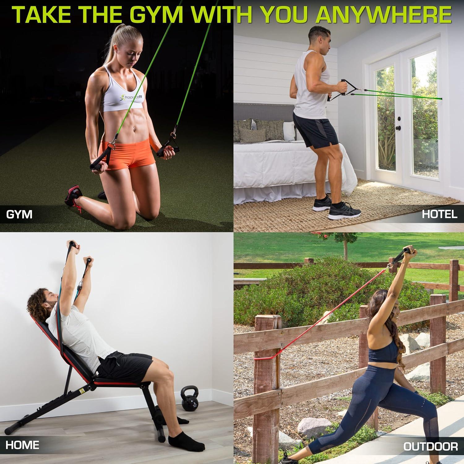 image:imageProsourceFit Single Stackable Resistance Bands with Door Anchor and Exercise Guide 812 LB Heavy Duty Fitness Tube for FullBody Exercises and Home WorkoutsAssorted 5 LB to 20 LB Resistance Level