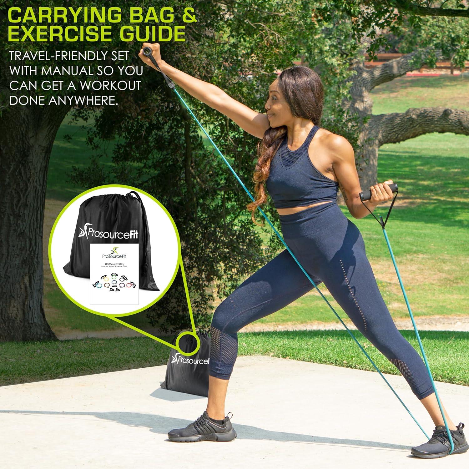 image:imageProsourceFit Single Stackable Resistance Bands with Door Anchor and Exercise Guide 812 LB Heavy Duty Fitness Tube for FullBody Exercises and Home WorkoutsAssorted 2 LB to 20 LB Resistance Level