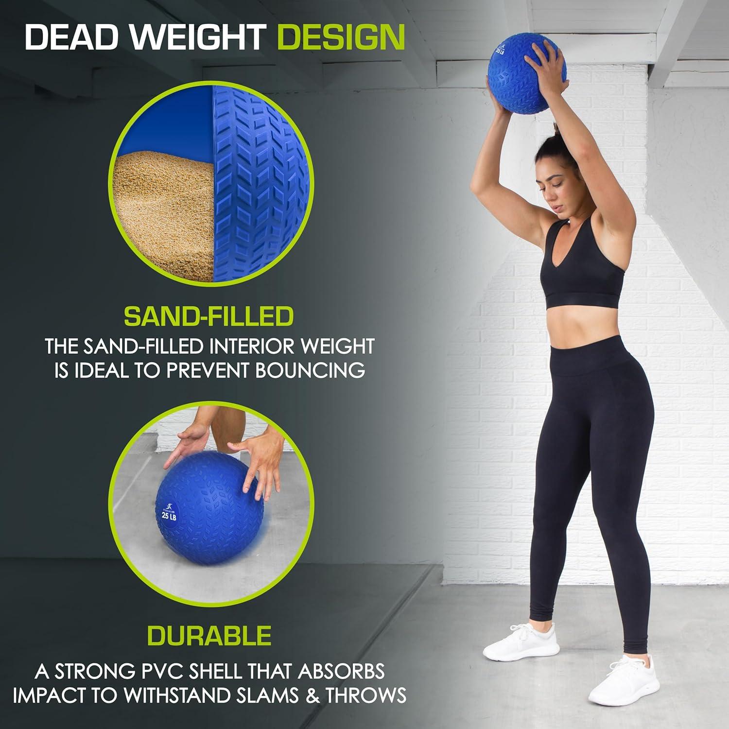 image:imageProsourceFit Slam Medicine Balls Tread Textured Grip Dead Weight Balls for Cross Training Strength and Conditioning Exercises Cardio and Core WorkoutsBlue