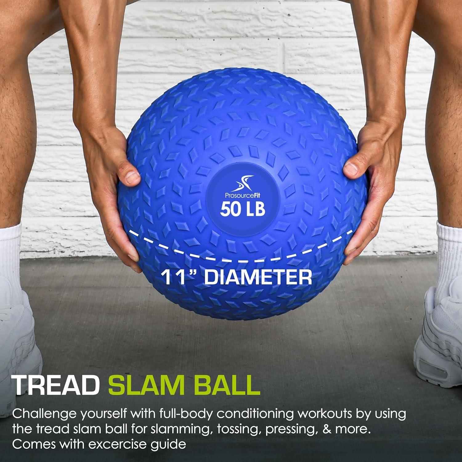 image:imageProsourceFit Slam Medicine Balls Tread Textured Grip Dead Weight Balls for Cross Training Strength and Conditioning Exercises Cardio and Core WorkoutsBlue