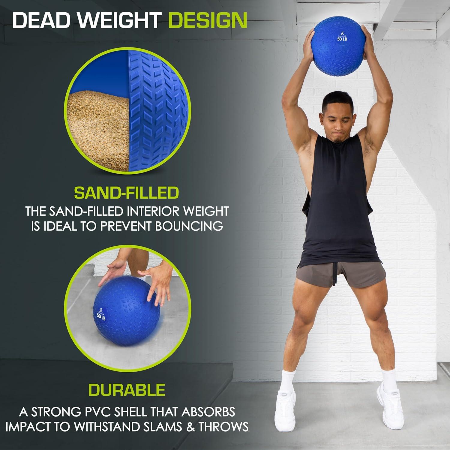 image:imageProsourceFit Slam Medicine Balls Tread Textured Grip Dead Weight Balls for Cross Training Strength and Conditioning Exercises Cardio and Core WorkoutsBlue