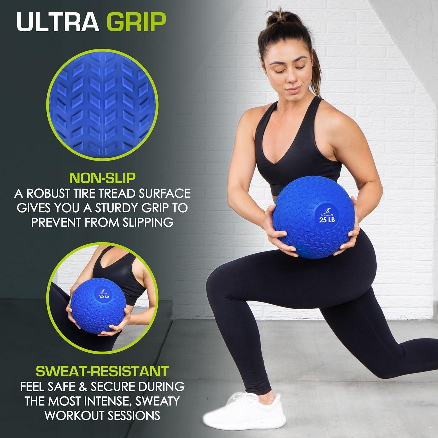 image:imageProsourceFit Slam Medicine Balls Tread Textured Grip Dead Weight Balls for Cross Training Strength and Conditioning Exercises Cardio and Core WorkoutsBlue