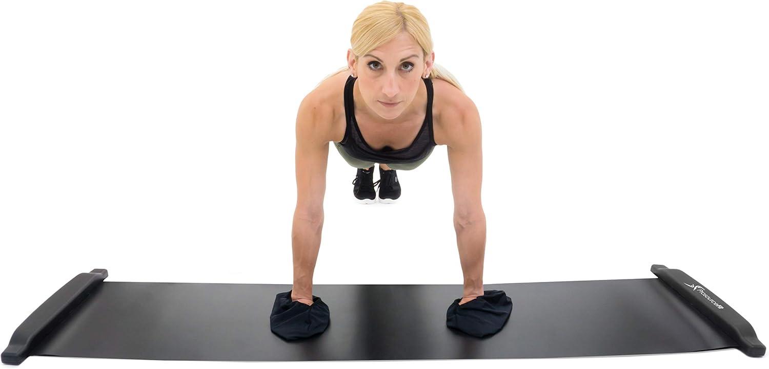 image:imageProsourceFit Slide Board Mat for Exercise 6 with End Stops Booties amp Carrying Bag for LowImpact Indoor Home Workouts and Sports TrainingStandard