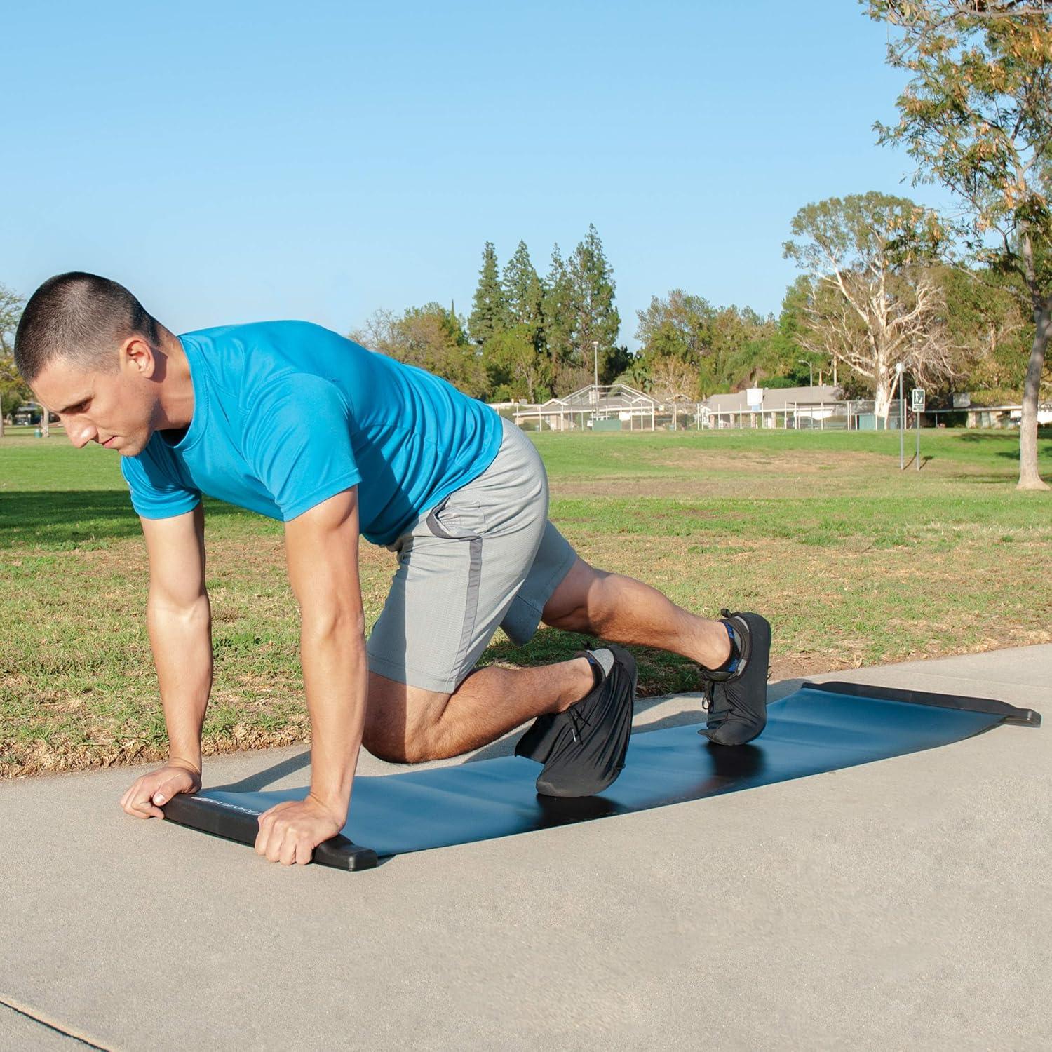 image:imageProsourceFit Slide Board Mat for Exercise 6 with End Stops Booties amp Carrying Bag for LowImpact Indoor Home Workouts and Sports TrainingStandard