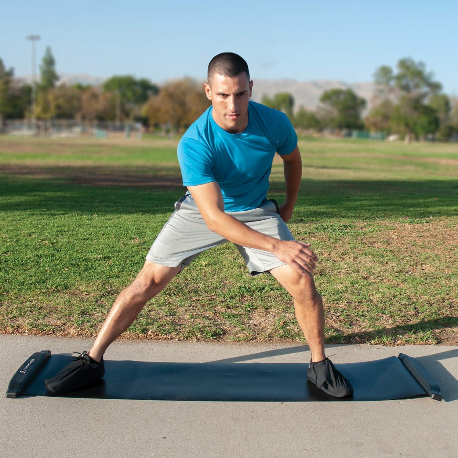 image:imageProsourceFit Slide Board Mat for Exercise 6 with End Stops Booties amp Carrying Bag for LowImpact Indoor Home Workouts and Sports TrainingStandard