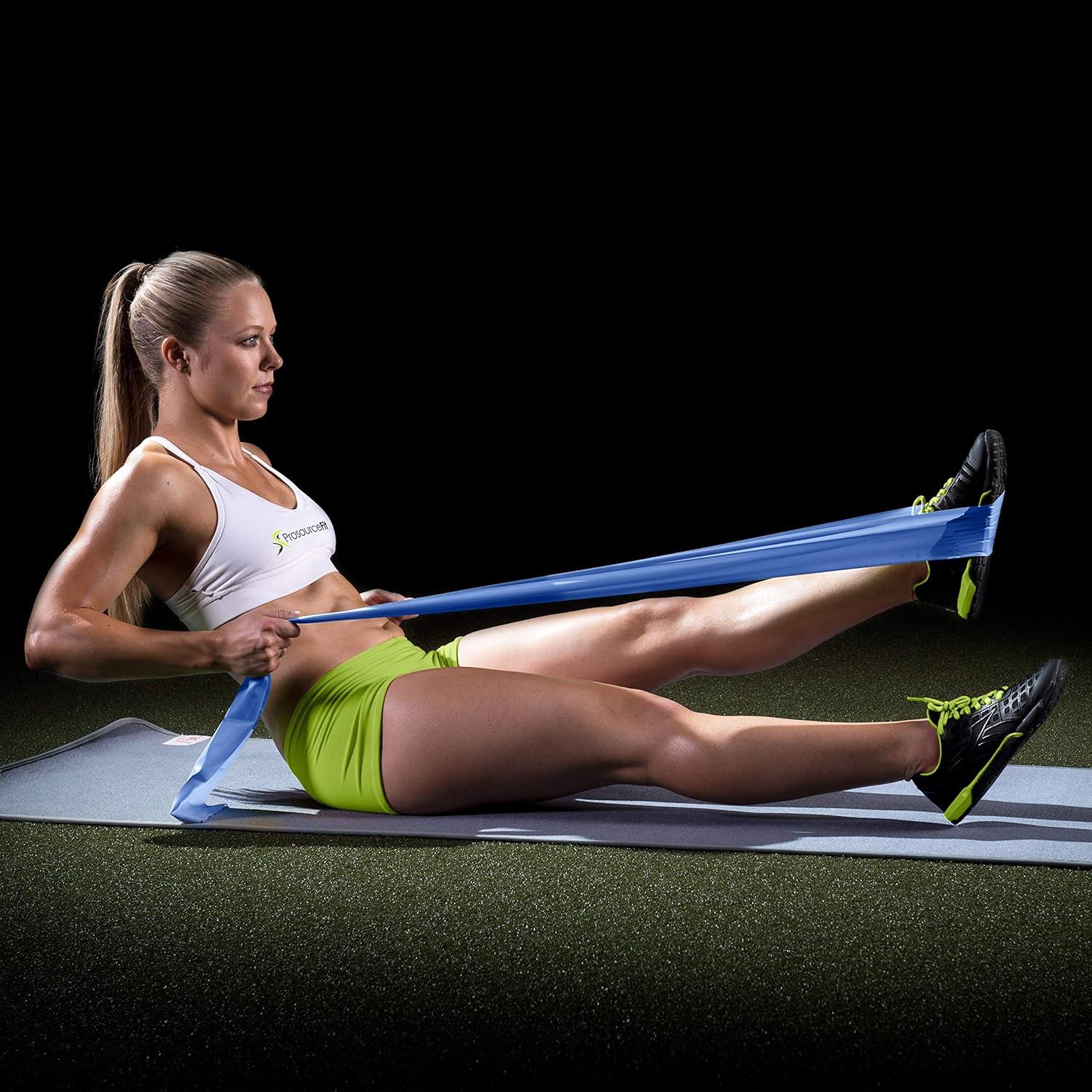 image:imageProsourceFit Therapy Flat Resistance Bands Set of 3 6 eachExtra Long for Stretching Pilates and Rehabilitation with Door Anchor