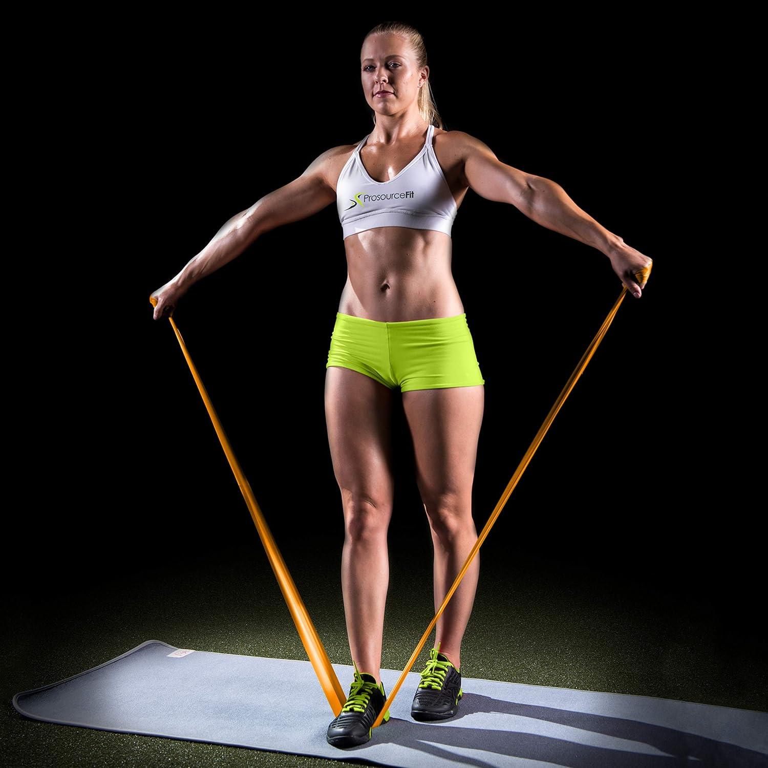 image:imageProsourceFit Therapy Flat Resistance Bands Set of 3 6 eachExtra Long for Stretching Pilates and Rehabilitation with Door Anchor