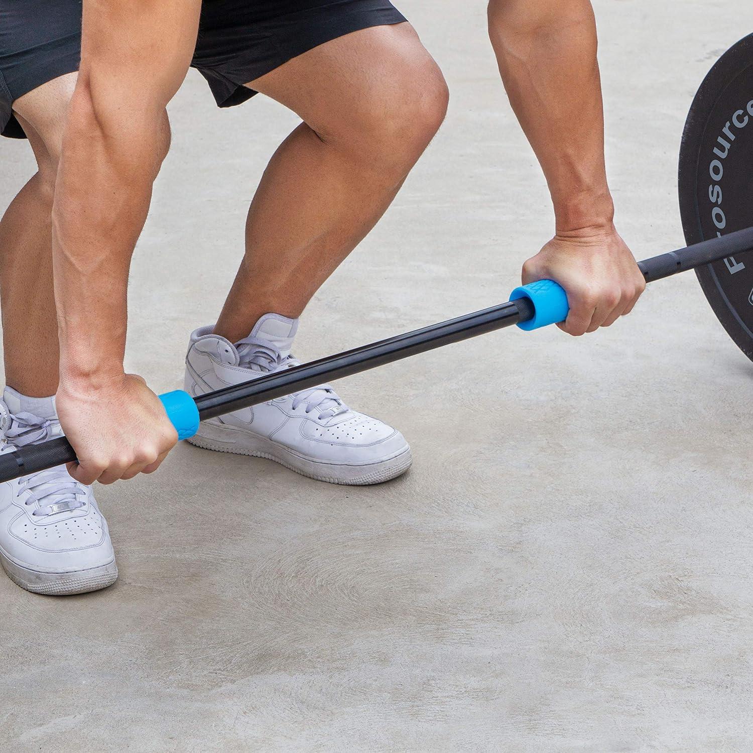 image:imageProsourceFit Thick Grips for Dumbbell and Barbell 19in Axle Bar Adapter for Weightlifting and Strength Training BlackBlue