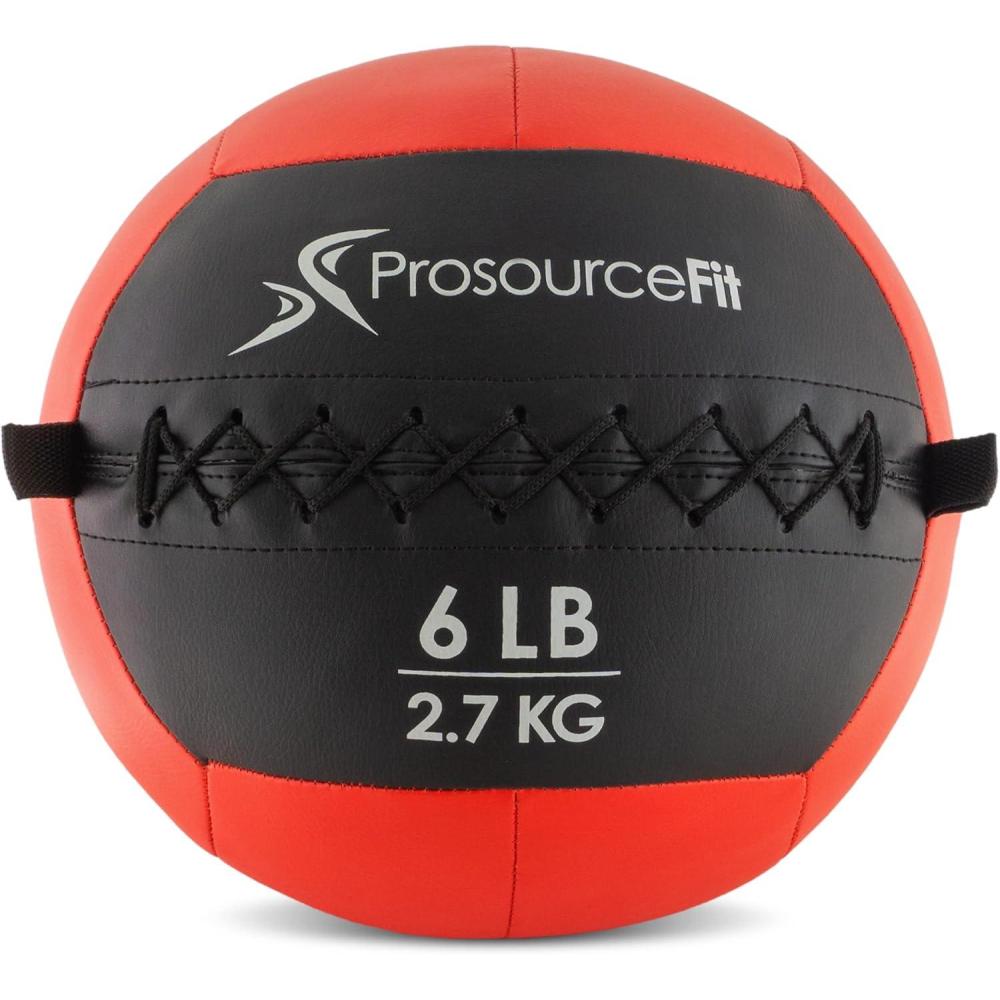 image:imageProSource Soft Medicine Balls for CrossFit Wall Ball and Full Body Dynamic Exercises ColorCoded Weights 6 8 10 14 20 25 lbRed 6 LB