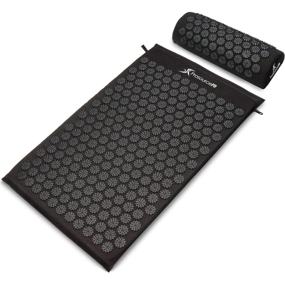 image:imageProsourceFit Acupressure Mat and Pillow Set for BackNeck Pain Relief and Muscle RelaxationBlackBlack