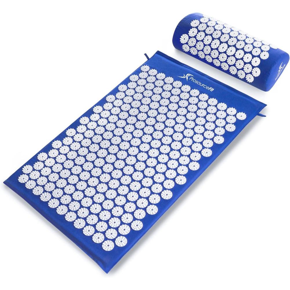 image:imageProsourceFit Acupressure Mat and Pillow Set for BackNeck Pain Relief and Muscle RelaxationBlueWhite