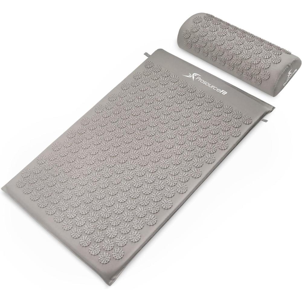 image:imageProsourceFit Acupressure Mat and Pillow Set for BackNeck Pain Relief and Muscle RelaxationGreyGrey