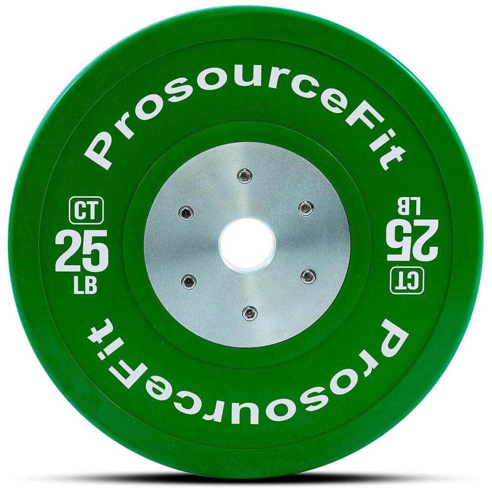 image:imageProsourceFit Competition Color Training Bumper Plates Rubber with Steel Insert 25lb Calibrated for Strength Exercise and Cross Conditioning Power Lifting Weighted Workouts