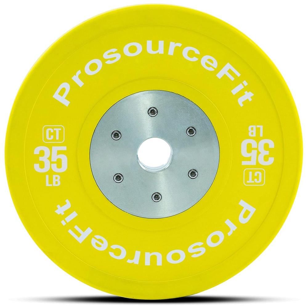 image:imageProsourceFit Competition Color Training Bumper Plates Rubber with Steel Insert 35lb Calibrated for Strength Exercise and Cross Conditioning Power Lifting Weighted Workouts