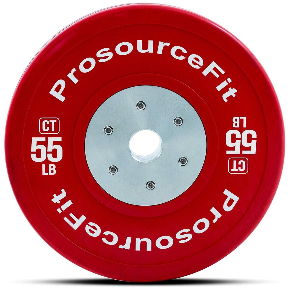image:imageProsourceFit Competition Color Training Bumper Plates Rubber with Steel Insert 55lb Calibrated for Strength Exercise and Cross Conditioning Power Lifting Weighted Workouts