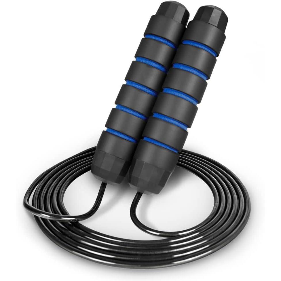 image:imageProsourceFit Speed Jump Rope up to 8 Foot Adjustable Length for Men and Women Foam Handles Ultra Light Rope for Boxing Jumping Exercises and Cardio Workout Blue