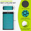 ProsourceFit Acupressure Mat and Pillow Set for Back/Neck Pain Relief and Muscle Relaxation(Black/Aqua)