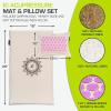 ProsourceFit Ki Acupressure Mat and Pillow Set with 100% Natural Linen and Coconut Fiber Filling; Spike Mat for Back and Neck Pain Relief, Muscle Relaxation, and Stress Relief, Cherry Blossom(Natural Purpule)