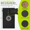ProsourceFit Ki Acupressure Mat and Pillow Set with 100% Natural Linen for Back/Neck Pain Relief and Muscle Relaxation(Black Pearl)