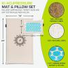 ProsourceFit Ki Acupressure Mat and Pillow Set with 100% Natural Linen for Back/Neck Pain Relief and Muscle Relaxation(Natural Aqua)