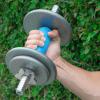 ProsourceFit Thick Grips for Dumbbell and Barbell, 1.9-in Axle Bar Adapter for Weightlifting and Strength Training (Black)(Blue)