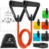 ProsourceFit Single Stackable Resistance Bands with Door Anchor and Exercise Guide, 8-12 LB, Heavy Duty Fitness Tube for Full-Body Exercises and Home Workouts(Assorted – 2 LB to 20 LB Resistance Level)