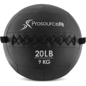 ProSource Soft Medicine Balls for CrossFit Wall Ball and Full Body Dynamic Exercises, Color-Coded Weights: 6, 8, 10, 14, 20, 25 lb.(Black 20 LB)