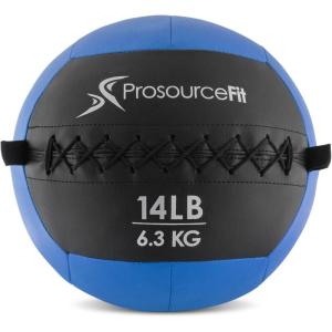 ProSource Soft Medicine Balls for CrossFit Wall Ball and Full Body Dynamic Exercises, Color-Coded Weights: 6, 8, 10, 14, 20, 25 lb.(Blue 14 LB)