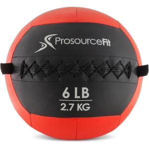 ProSource Soft Medicine Balls for CrossFit Wall Ball and Full Body Dynamic Exercises, Color-Coded Weights: 6, 8, 10, 14, 20, 25 lb.(Red 6 LB)