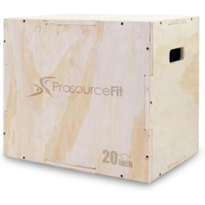 ProsourceFit 3-in-1 Wood Plyometric Jump Box For Cross Conditioning, Agility, Vertical Jump Training & Plyo Workouts, Beige, 24L x 20W x 16H