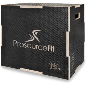 ProsourceFit 3-in-1 Wood Plyometric Jump Box For Cross Conditioning, Agility, Vertical Jump Training & Plyo Workouts(Textured Grid Surface)