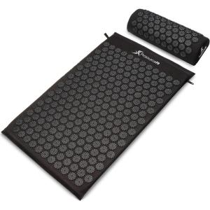 ProsourceFit Acupressure Mat and Pillow Set for Back/Neck Pain Relief and Muscle Relaxation(Black/Black)