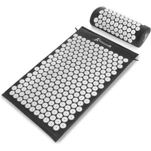 ProsourceFit Acupressure Mat and Pillow Set for Back/Neck Pain Relief and Muscle Relaxation(Black/White)